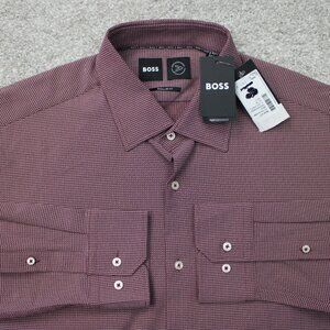 BOSS Hugo Boss Performance Shirt NWT Mens L  16 1/2, 42 Red Regular Fit Joe Kent
